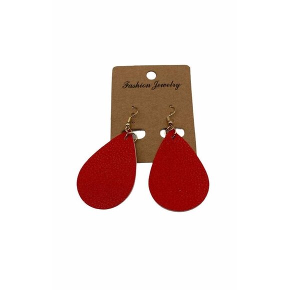 Red Teardrop Fashion Jewelry Earrings Lightweight Gold Hooks For Women - Picture 1 of 6